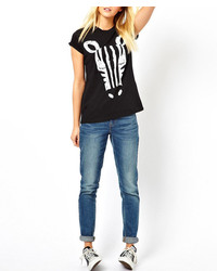 ChicNova Zebra Print Short Sleeves Black T Shirt