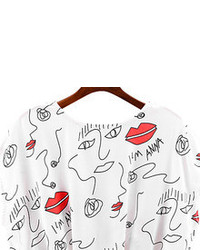 Abstract Print Crop White Top