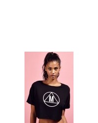 Missguided Active Slouch Fit Motif Crop T Shirt Black