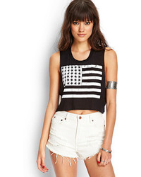 Forever 21 American Flag Crop Top