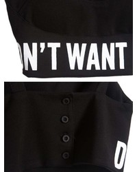 Choies Black Crop Top With Letters Print