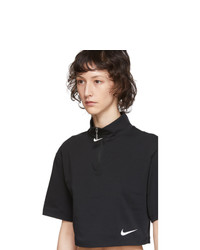 Nike Black Zip Cropped T Shirt
