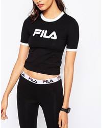 Fila Cropped 90s T Shirt With Contrast Collar And Front Logo