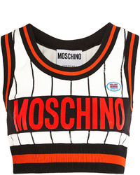 Moschino Cropped Printed Stretch Jersey Top