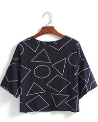 Geometric Print Crop Loose T Shirt
