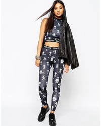 Criminal Damage High Neck Crop Top In Snoopy Print Logo Tape Detail Co Ord