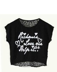 ChicNova Leopard And Letters Print Crop Top