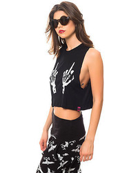 Married To The Mob The Lets Bone Crop Tank In Black