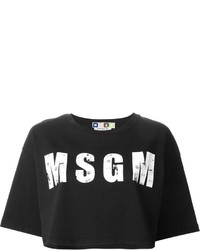 MSGM Logo Print Cropped T Shirt