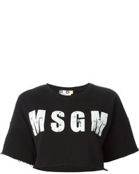 MSGM Logo Print Cropped T Shirt