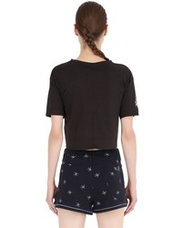 Printed Cotton Cropped T Shirt
