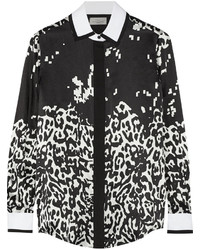 Preen By Thornton Bregazzi Scott Leopard Print Silk Satin Shirt
