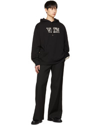 Valentino Black Embroidered Patch Hoodie