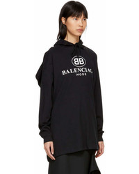 Balenciaga Black Open Back Bb Mode Logo Hoodie