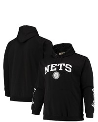 FANATICS Branded Black Brooklyn Nets Hardwood Classics Big Tall Team Wordmark Pullover Hoodie