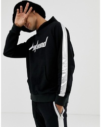 Profound Aesthetic Hoodie With Metallic Foil Stripe In Black