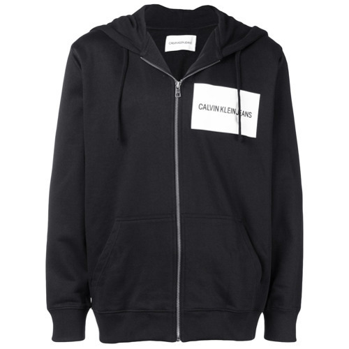 Calvin Klein Jeans Logo Patch Zip Hoodie, $137 | farfetch.com | Lookastic | Sweatshirts