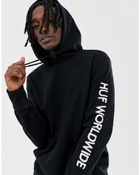 HUF Mission Hoodie With Embroidered Sleeve Logo In Black