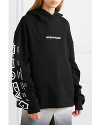 House of Holland Oversized Embroidered Cotton Terry Hoodie