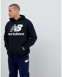 New Balance Pullover Hoodie With Large Logo In Black Mt83585 Bk