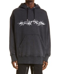 Givenchy Raised Logo Barbed Wire Graphic Hoodie