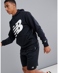 New Balance Running Fleece Logo Hoodie In Black