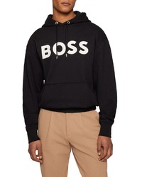 BOSS Sullivan Oversize Cotton Logo Hoodie In Black At Nordstrom