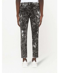 Dolce & Gabbana Cropped Bleach Effect Distressed Jeans