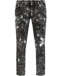 Dolce & Gabbana Cropped Bleach Effect Distressed Jeans