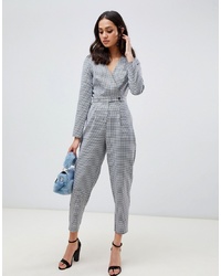 Miss Selfridge Jumpsuit With Button Detail In Dogtooth Print