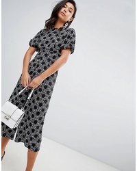 ASOS DESIGN Tea Jumpsuit With Balloon Sleeve In Spot And Floral Print