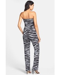 Tildon Zebra Print Ruched Strapless Jumpsuit