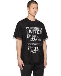 Burberry Black Paneled Lace T Shirt