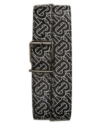 Burberry Monogram Motif Leather Belt In Black White At Nordstrom