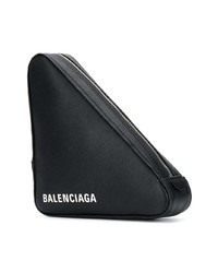 Balenciaga Black Triangle Medium Leather Clutch
