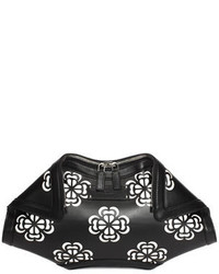 Alexander McQueen De Manta Floral Print Leather Clutch Bag Blackwhite
