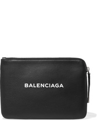 Balenciaga Printed Textured Leather Pouch Black