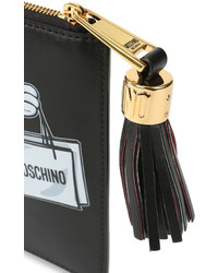 Moschino Shop Sign Printed Leather Clutch Bag Blackred