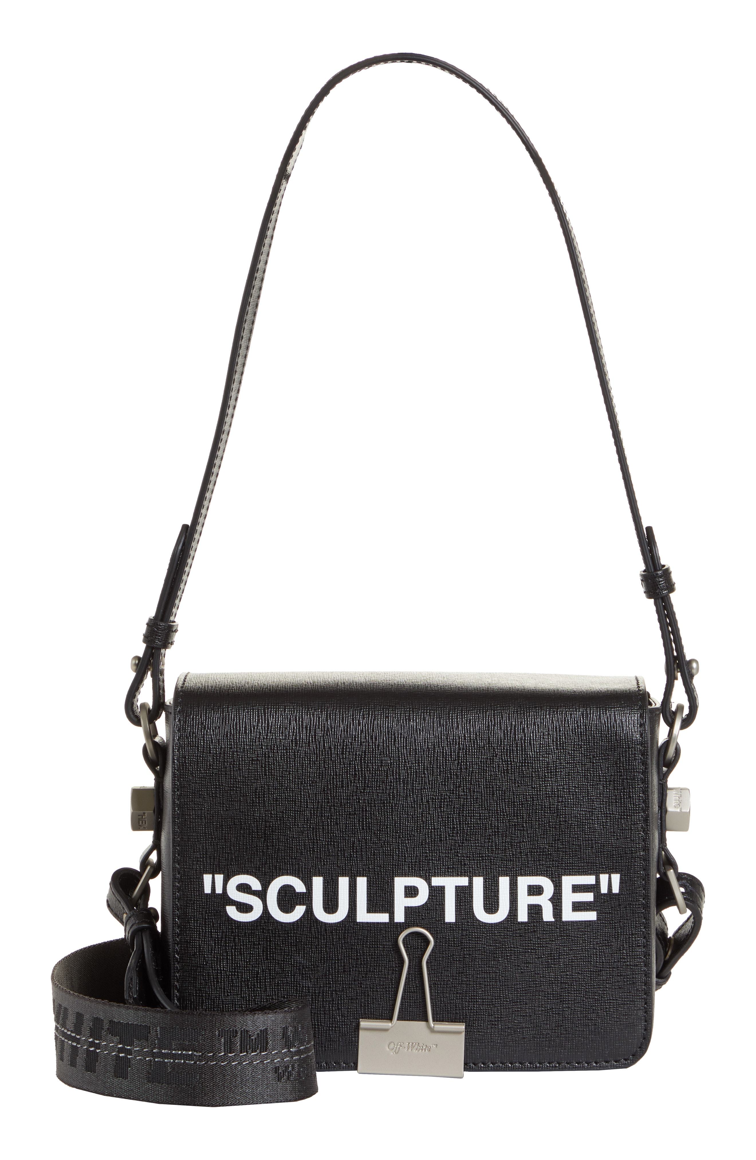 Off-white Sculpture Leather Shoulder Bag In Black