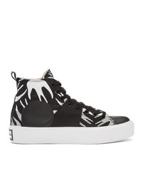 McQ Alexander McQueen Black And White Plimsoll Platform High Sneakers