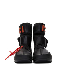 Off-White Black Leather Moto Wrap High Top Sneakers