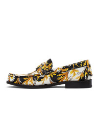 Versace Black And White Barocco Loafers