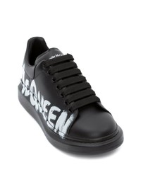 Alexander McQueen Graffiti Logo Print Leather Sneakers