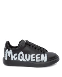 Alexander McQueen Graffiti Logo Print Leather Sneakers