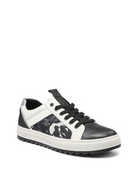 KARL LAGERFELD PARIS Leather Camo Patterned Low Top Sneaker In Black At Nordstrom