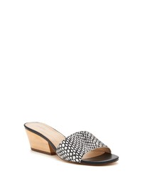 Black and White Print Leather Mules
