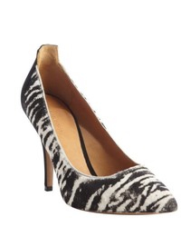 Isabel Marant Black And White Zebra Print Calf Hair Suede Accent Pumps