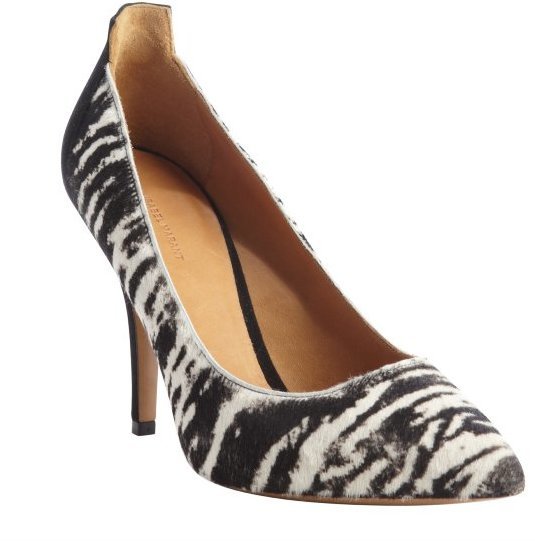 Isabel Marant Black And White Zebra Hair Suede Accent Pumps, $760 | |