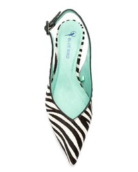 Blue Bird Shoes Leather Zebra Slingback Pumps