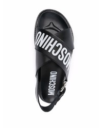 Moschino Logo Print Leather Sandals